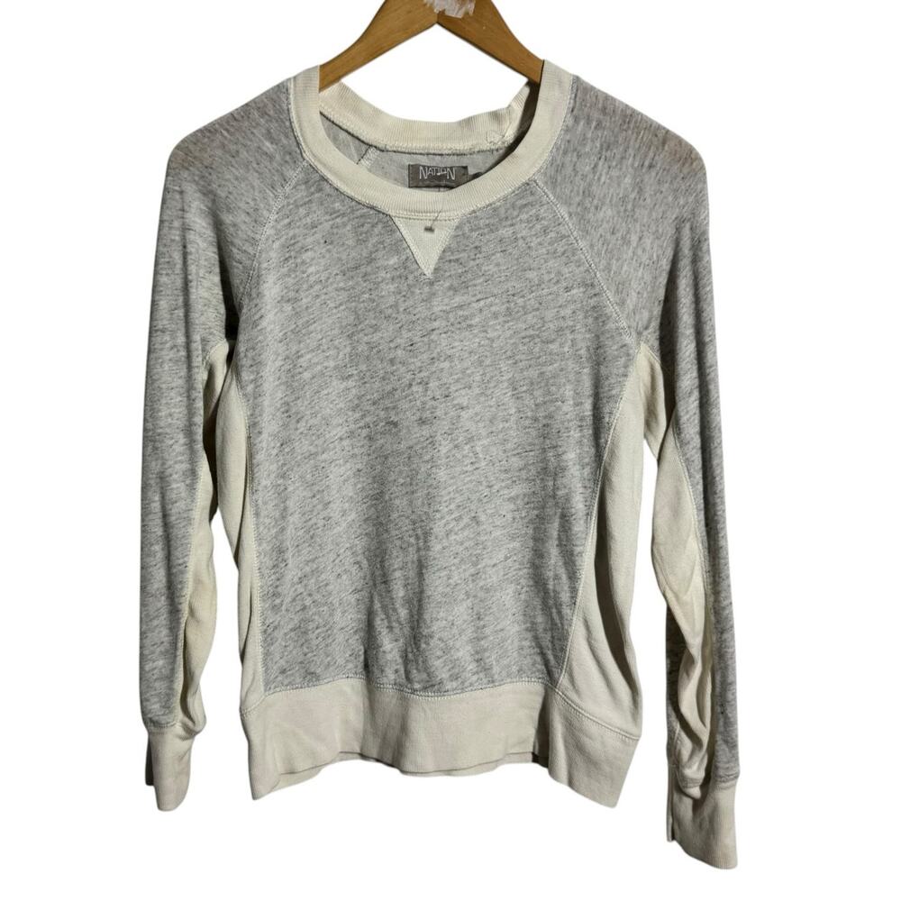 Nation LTD Top Women M Gray Cream Casual Minimal Lightweight Coastal‎ Layering